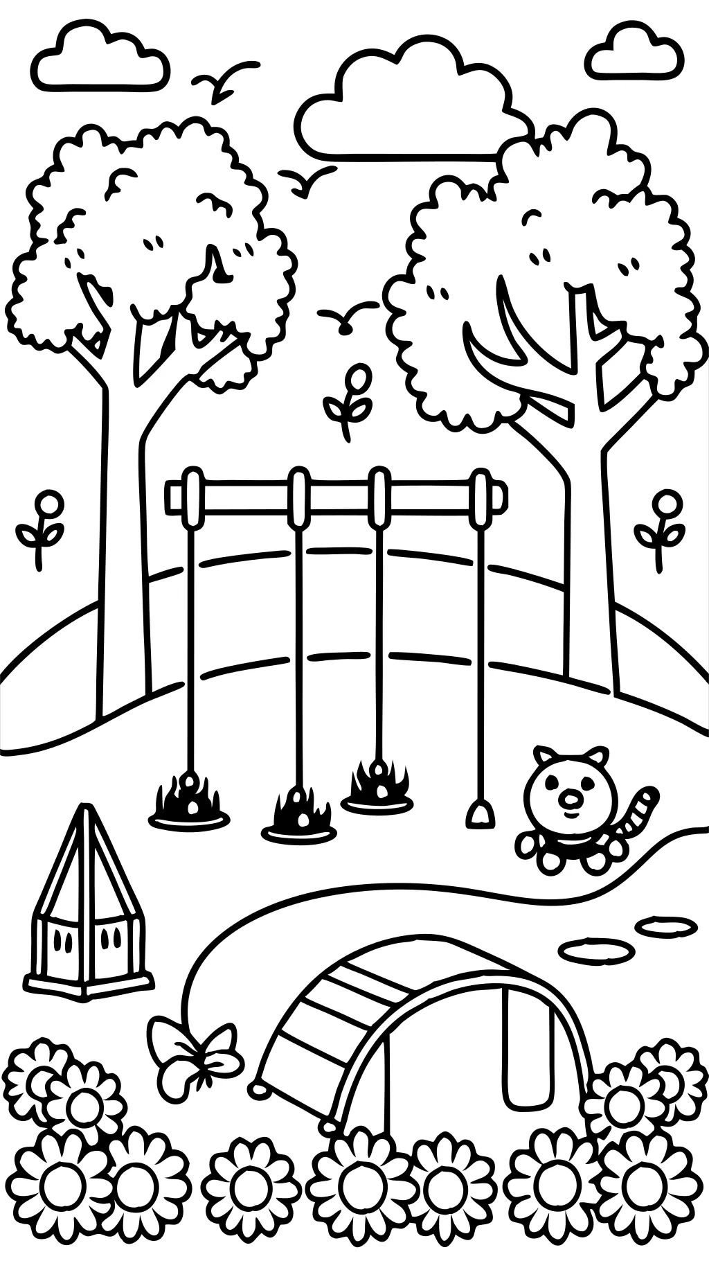 coloring page of a playground